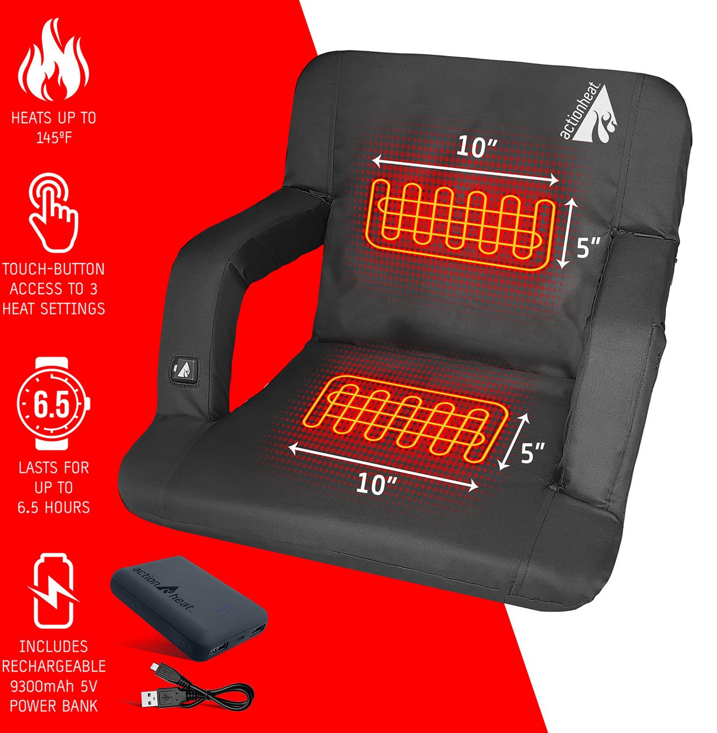 ActionHeat 5 Volt Battery-Heated Folding Bleacher Seat - view number 6