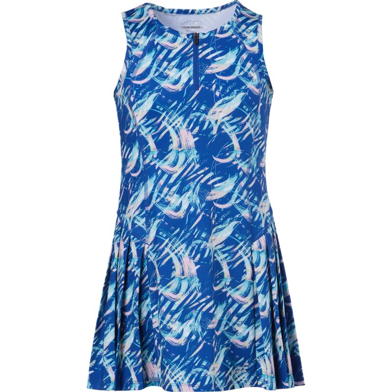 BCG Girls' Tennis Pleated Printed 1/4-Zip Dress True Blue Swirl, X-Large - Apparel , Girl's Apparel at Academy Sports