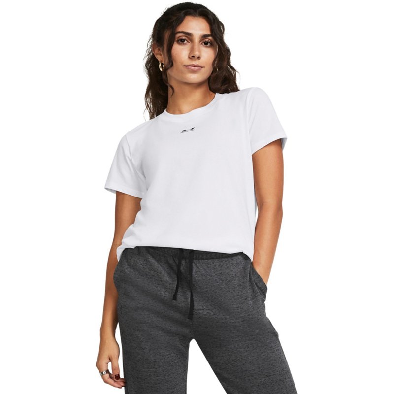 Under Armour Women's Rival Core Short Sleeve Crew Neck - White