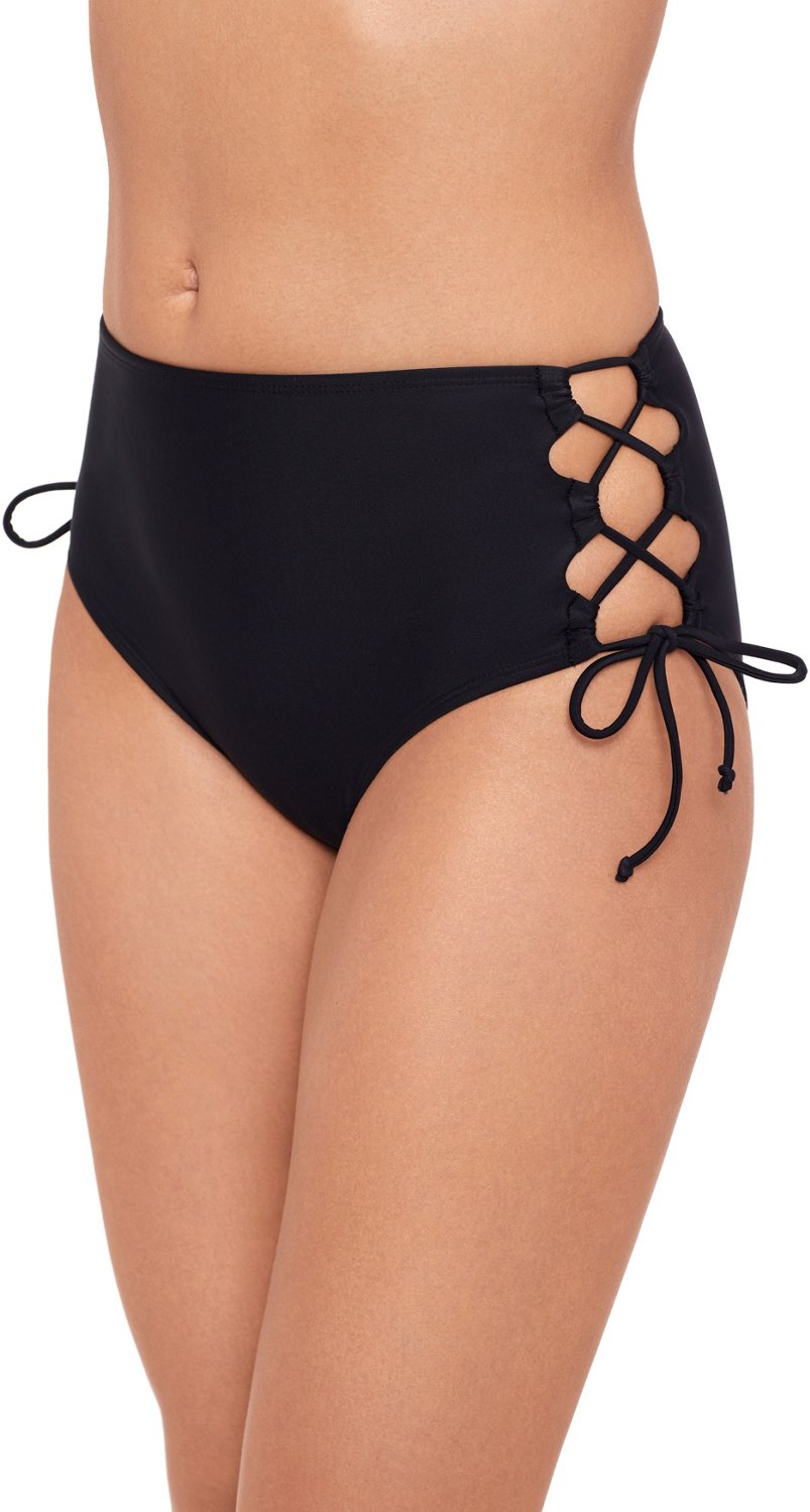 O'Rageous Junior's Lace Up High Waist Hipster Swim Bottoms - view number 2