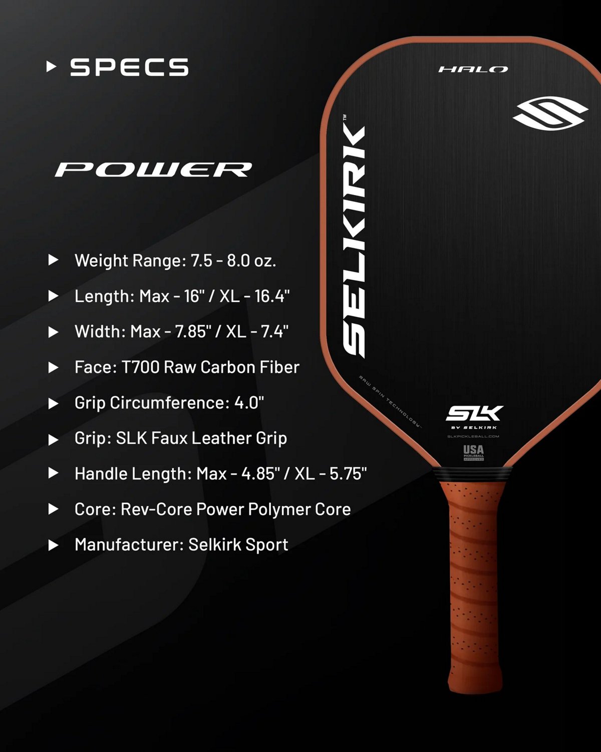 Selkirk Sport Halo Power XL Raw Carbon Paddle - view number 5