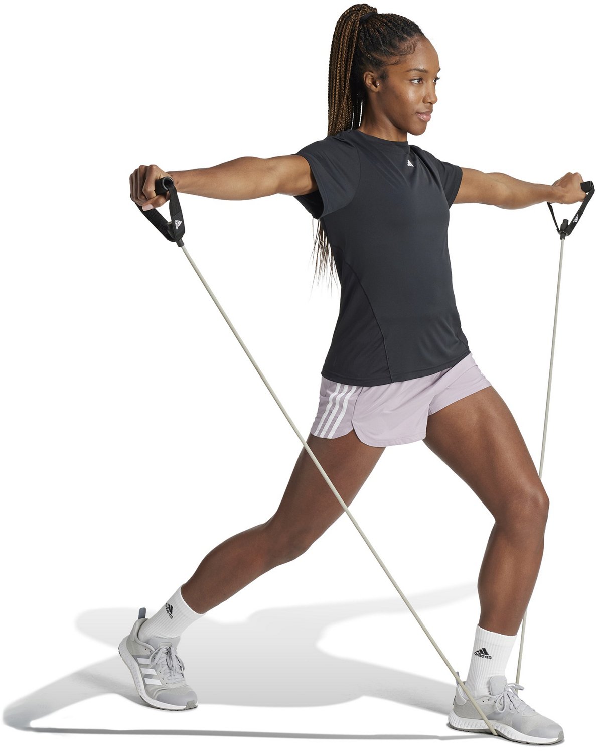 adidas Women's Pacer 3-Stripes Woven High Training Shorts 3 in - view number 4