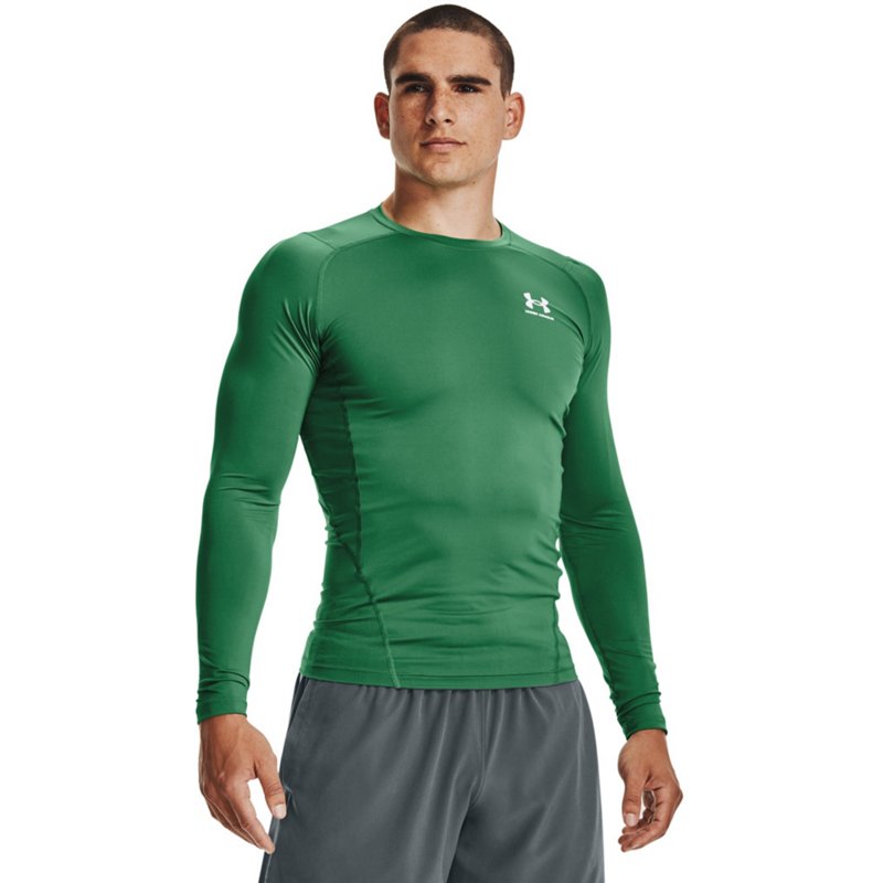 Under Armour Men's HeatGear Compression Long Sleeve Shirt, XXL, Team Kelly Green/White
