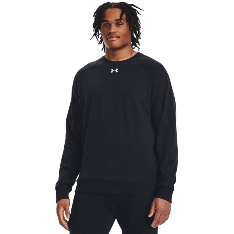 Under Armour Men's Rival Fleece Crew Sweatshirt Black/White, X-Large - Men's Athletic Core Tops at Academy Sports