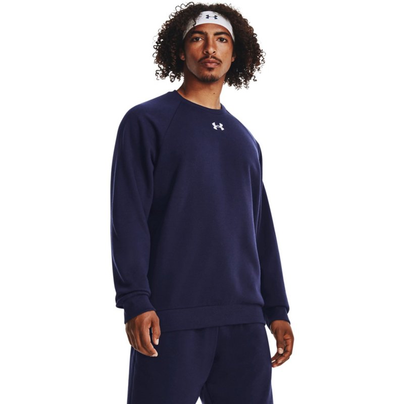 Under Armour Men's Rival Fleece Crew Sweatshirt Midnight Navy Blue/White, 2X-Large - Men's Athletic Core Tops at Academy Sports