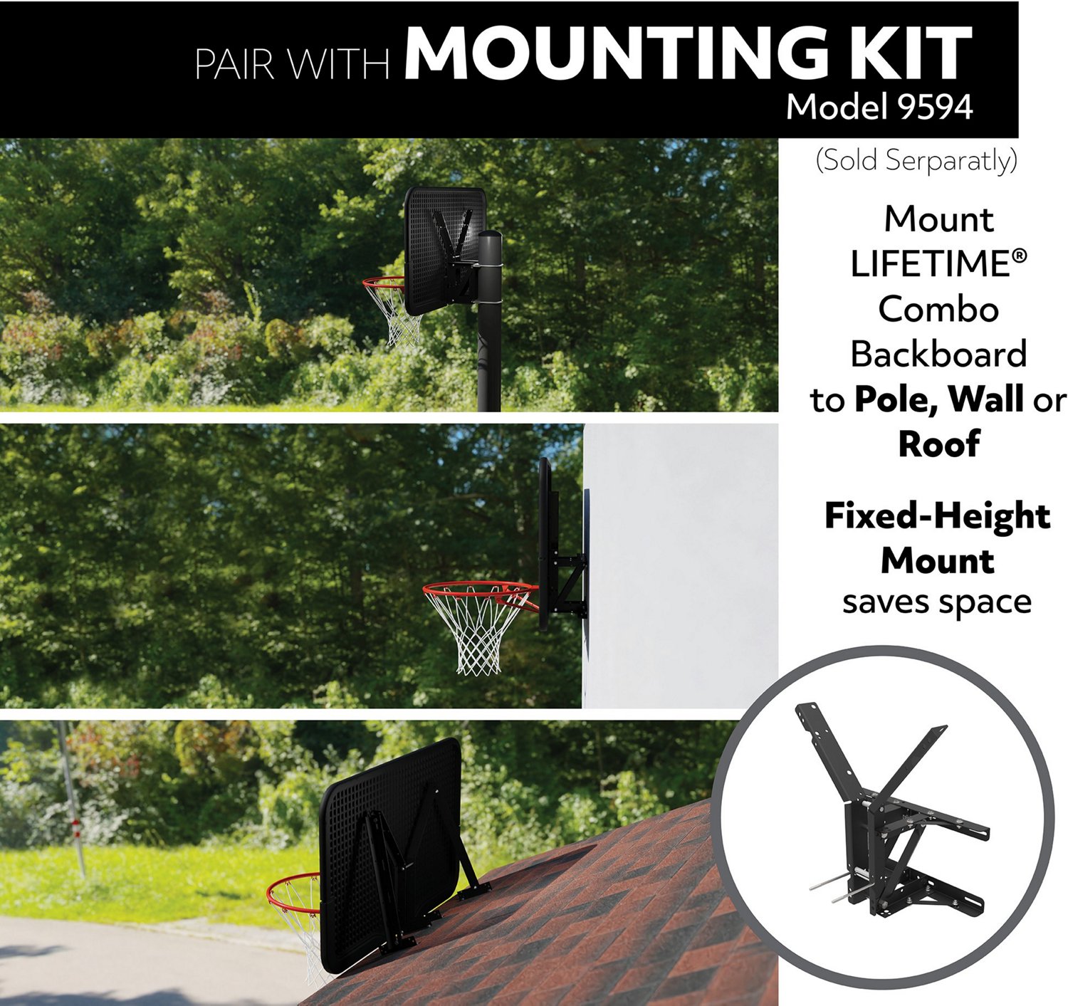 Lifetime 44 in Polycarbonate Basketball Backboard and Rim Combo                                                                  - view number 5
