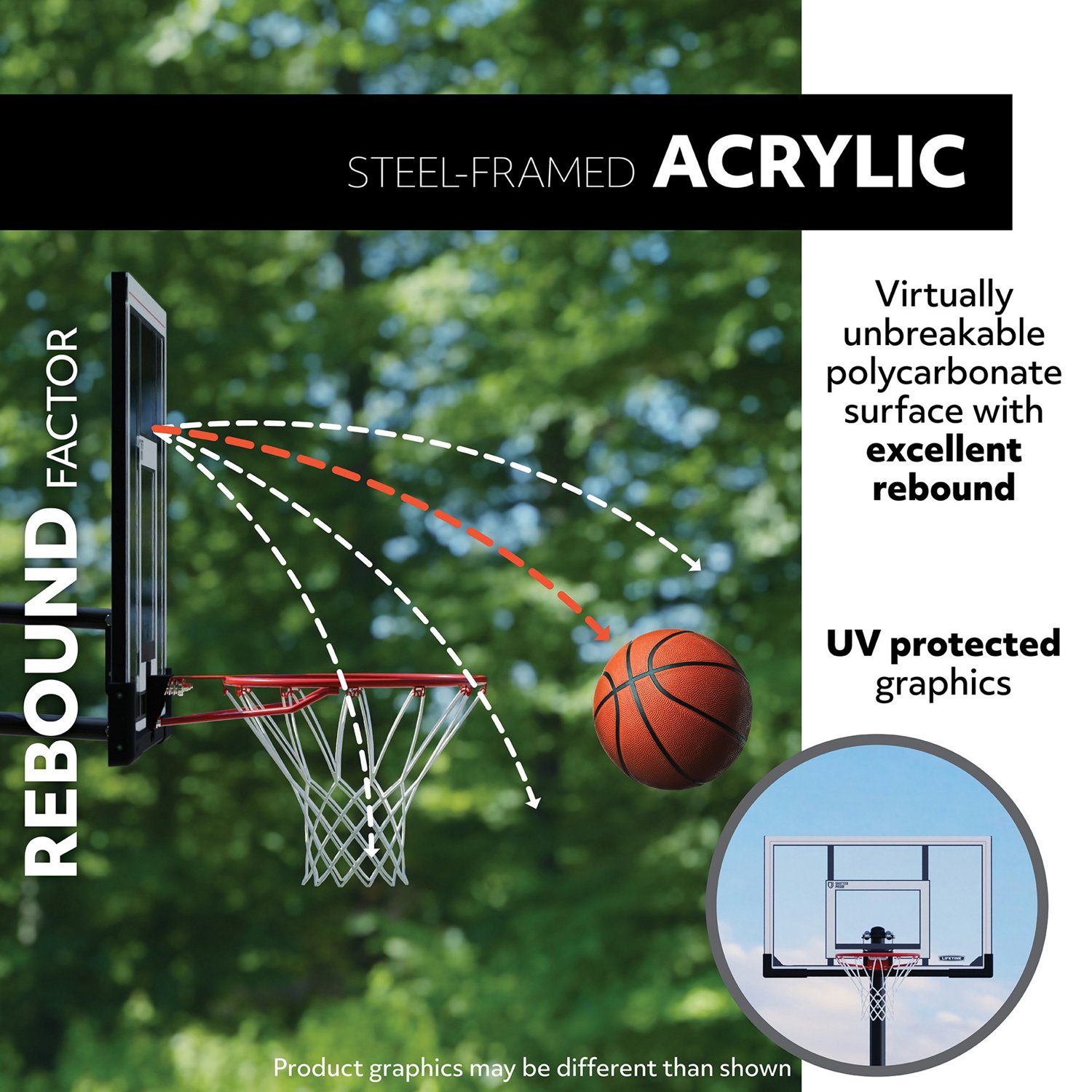 Lifetime Adjustable In-Ground 54 in Acrylic Basketball Hoop - view number 4