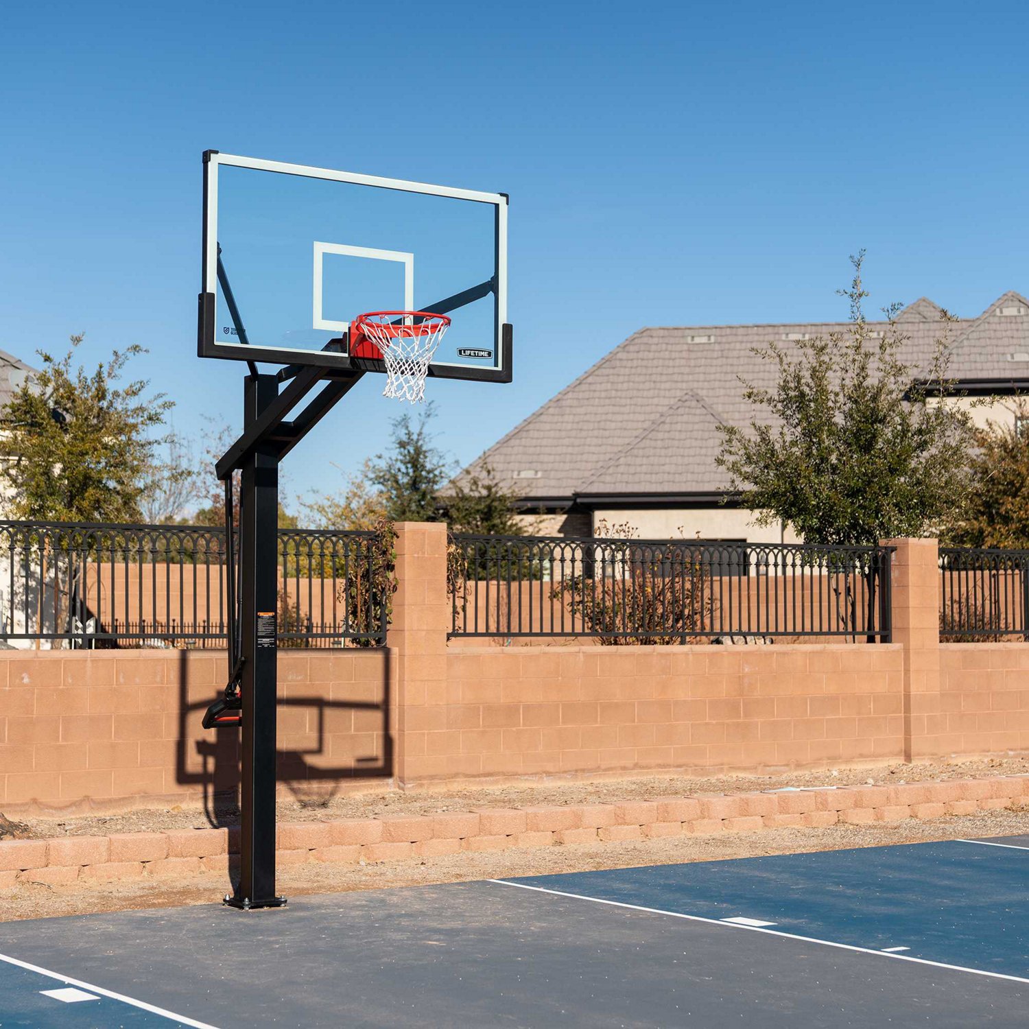 Lifetime Mammoth Bolt Down 72 in Glass Basketball Hoop