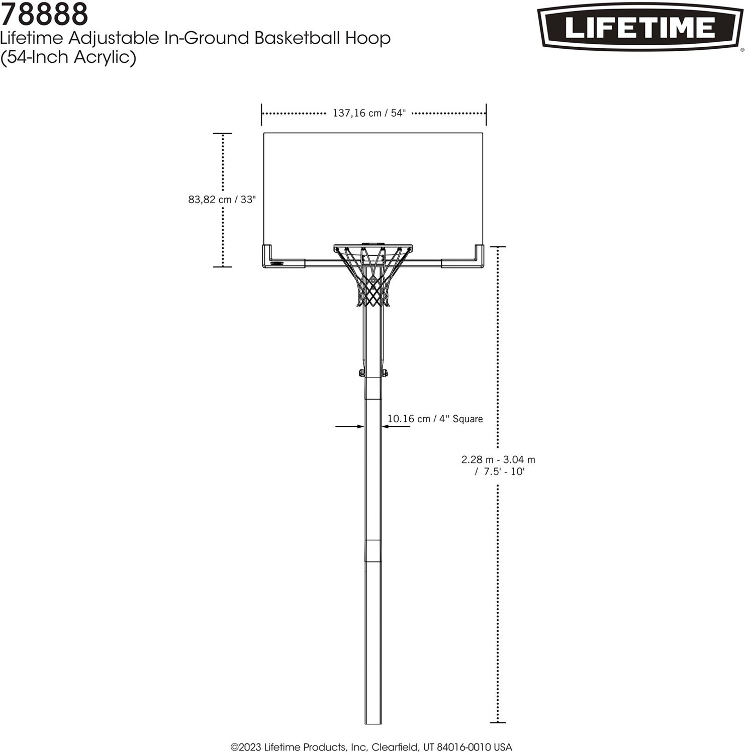 Lifetime Adjustable InGround 54 in Acrylic Basketball Hoop Academy