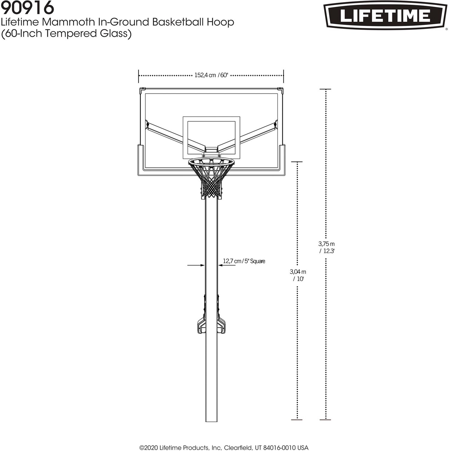 Lifetime Mammoth Bolt Down 60 in Glass Basketball Hoop                                                                           - view number 7