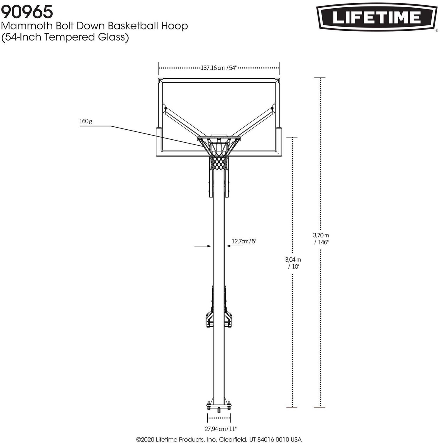 Lifetime Mammoth 54 in Tempered Glass Inground Basketball Hoop                                                                   - view number 7
