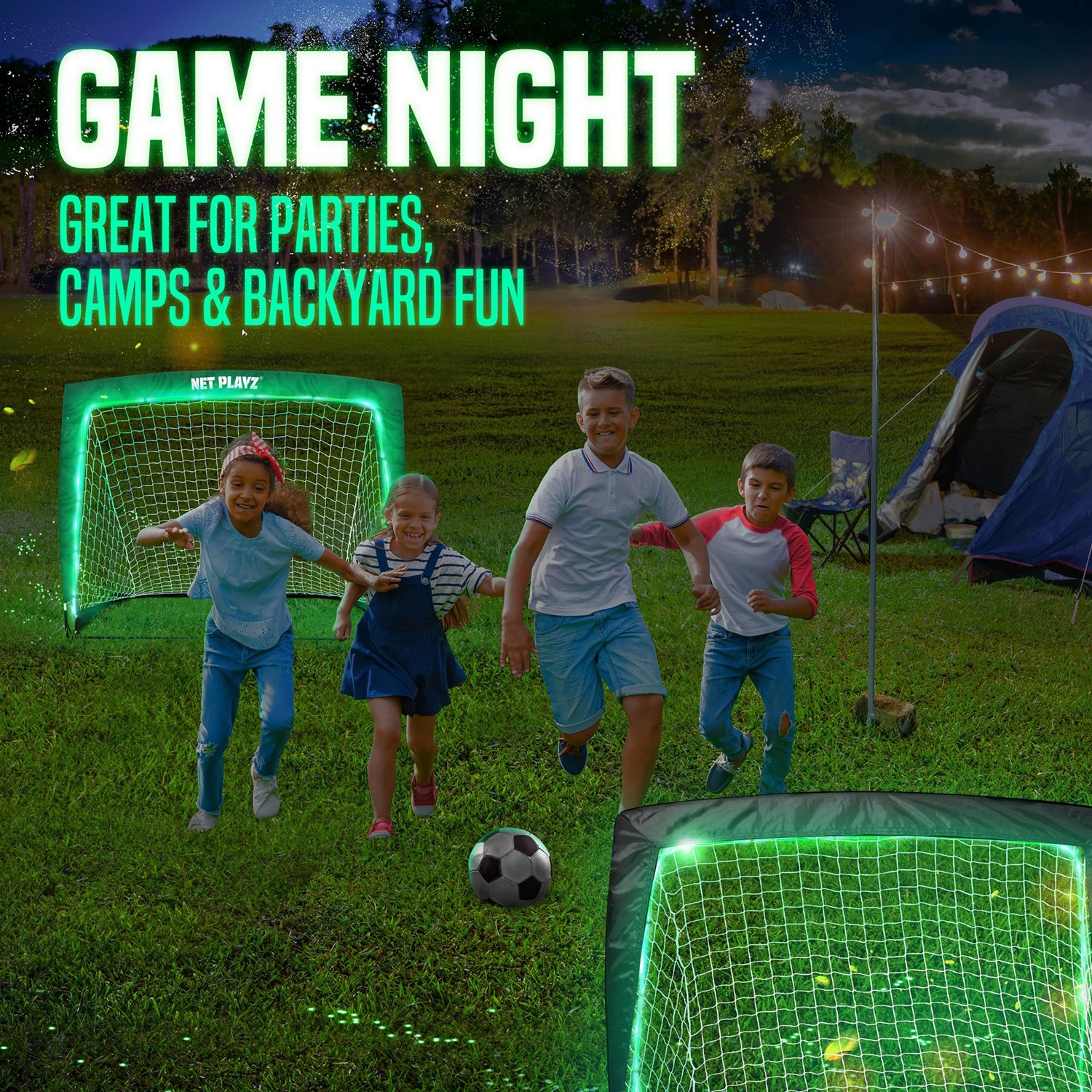 NetPlayz 4 ft x 3 ft x 3 ft Glow-in-the-Dark Portable Soccer Goal