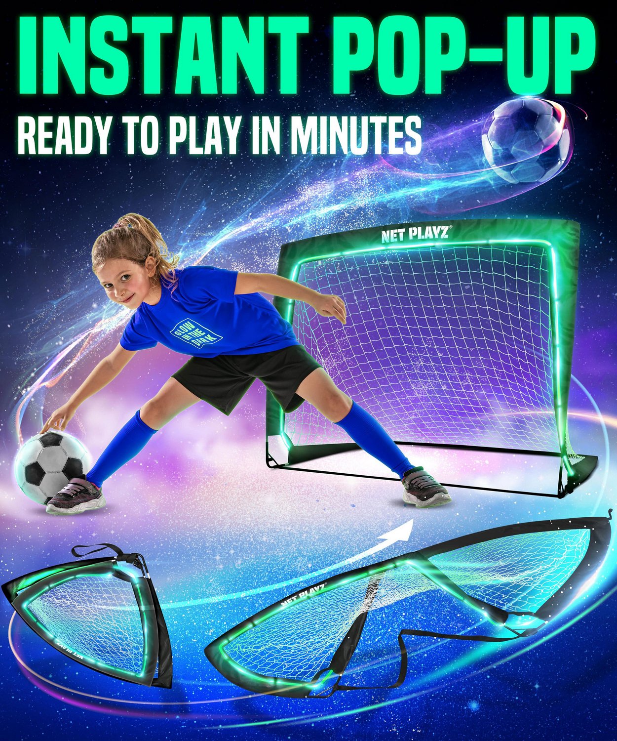NetPlayz 4 ft x 3 ft x 3 ft Glow-in-the-Dark Portable Soccer Goal                                                                - view number 6