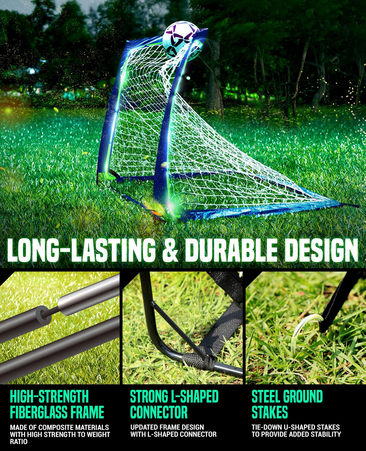 NetPlayz 4 ft x 3 ft x 3 ft Glow-in-the-Dark Portable Soccer Goal                                                                - view number 7
