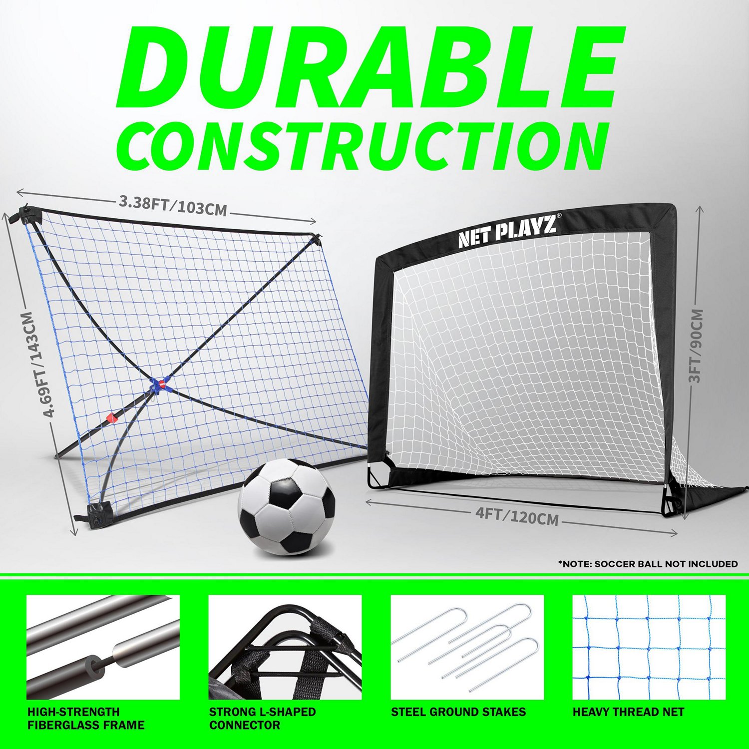 NetPlayz 4 ft x 3 ft Soccer Goal and Rebounder Net Set                                                                           - view number 4