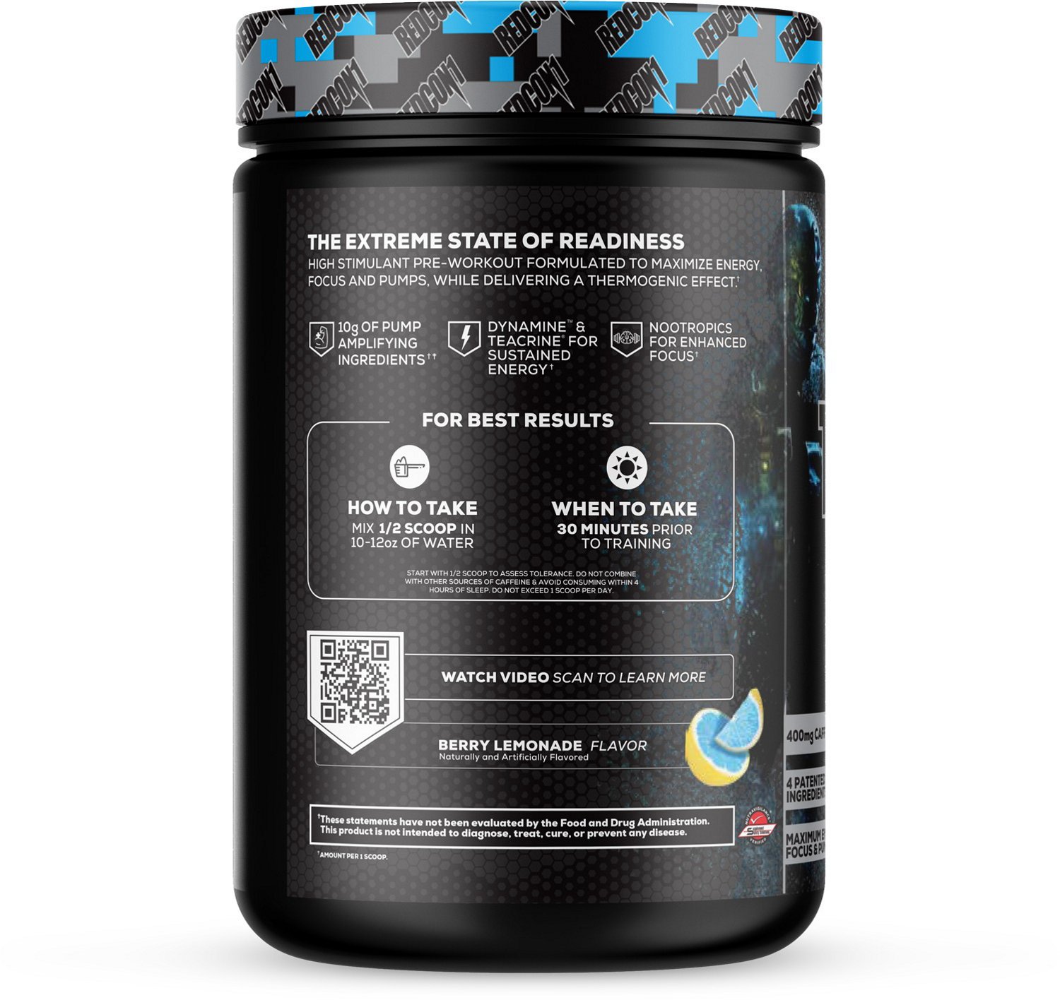 Redcon1 Total War Black Ops Blue Lemonade Pre Workout Supplement                                                                 - view number 2