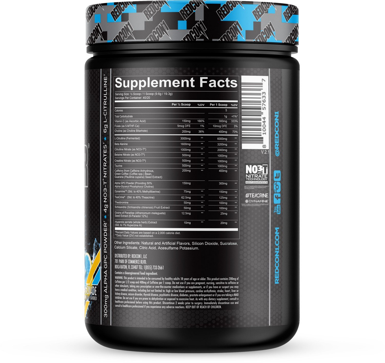 Redcon1 Total War Black Ops Blue Lemonade Pre Workout Supplement                                                                 - view number 3