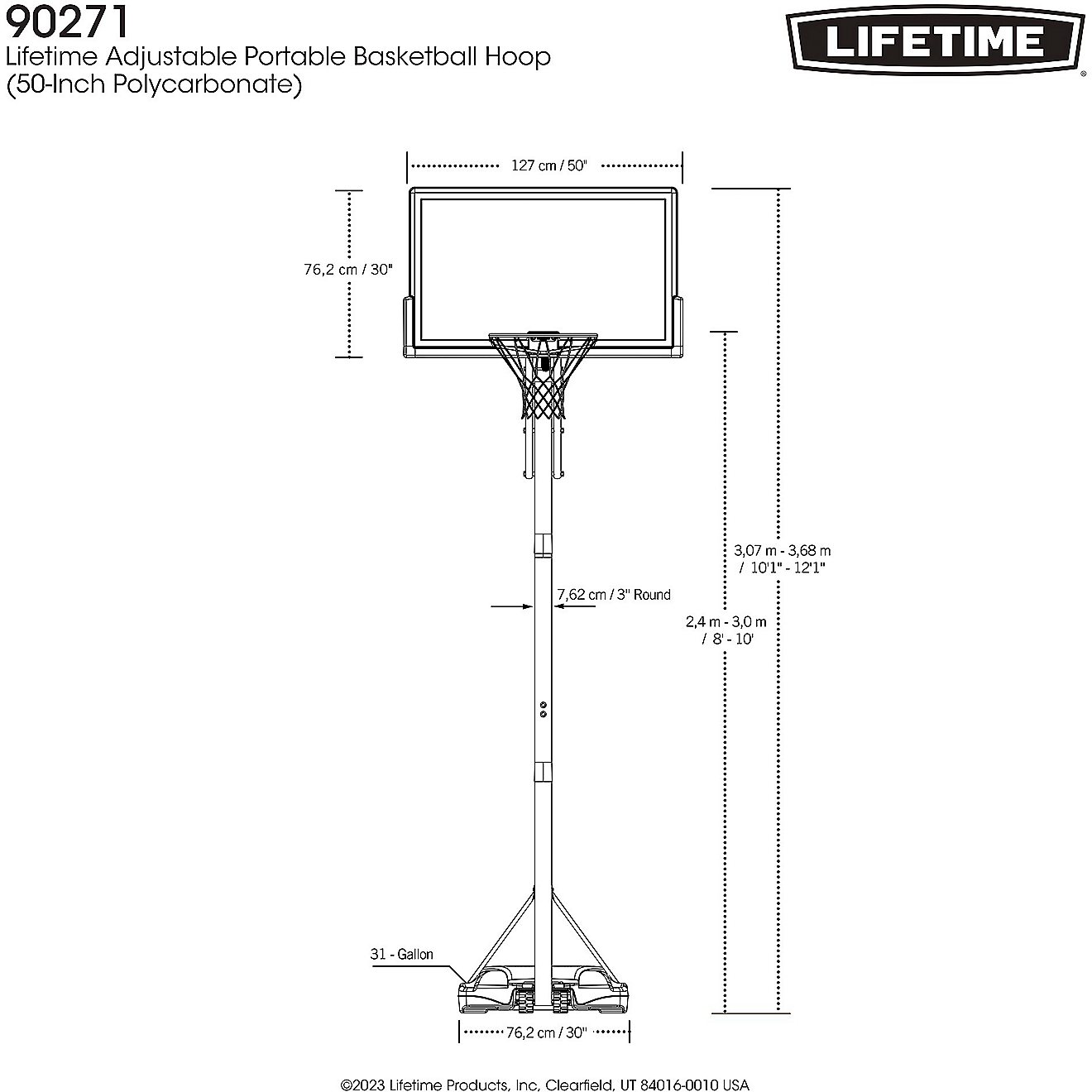 Lifetime 50" Makrolon® Portable Basketball Hoop                                                                                 - view number 7
