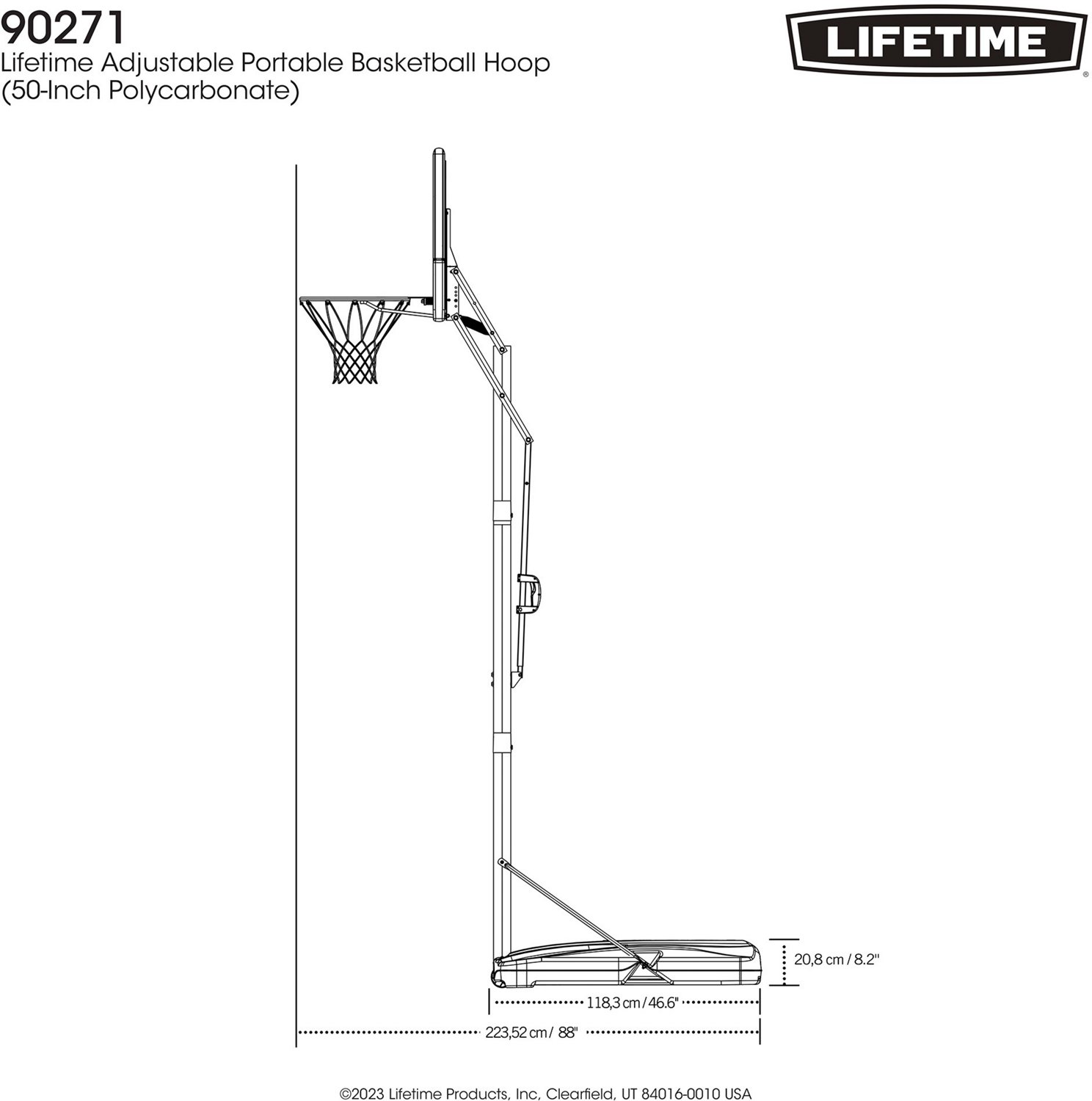 Lifetime 50 in Makrolon Portable Basketball Hoop Academy