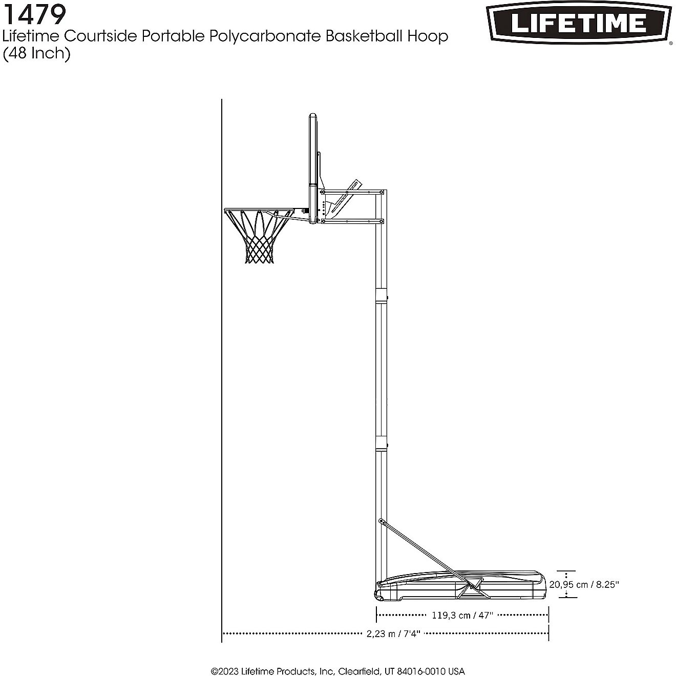Lifetime Courtside 48 in Portable Polycarbonate Basketball Hoop                                                                  - view number 10