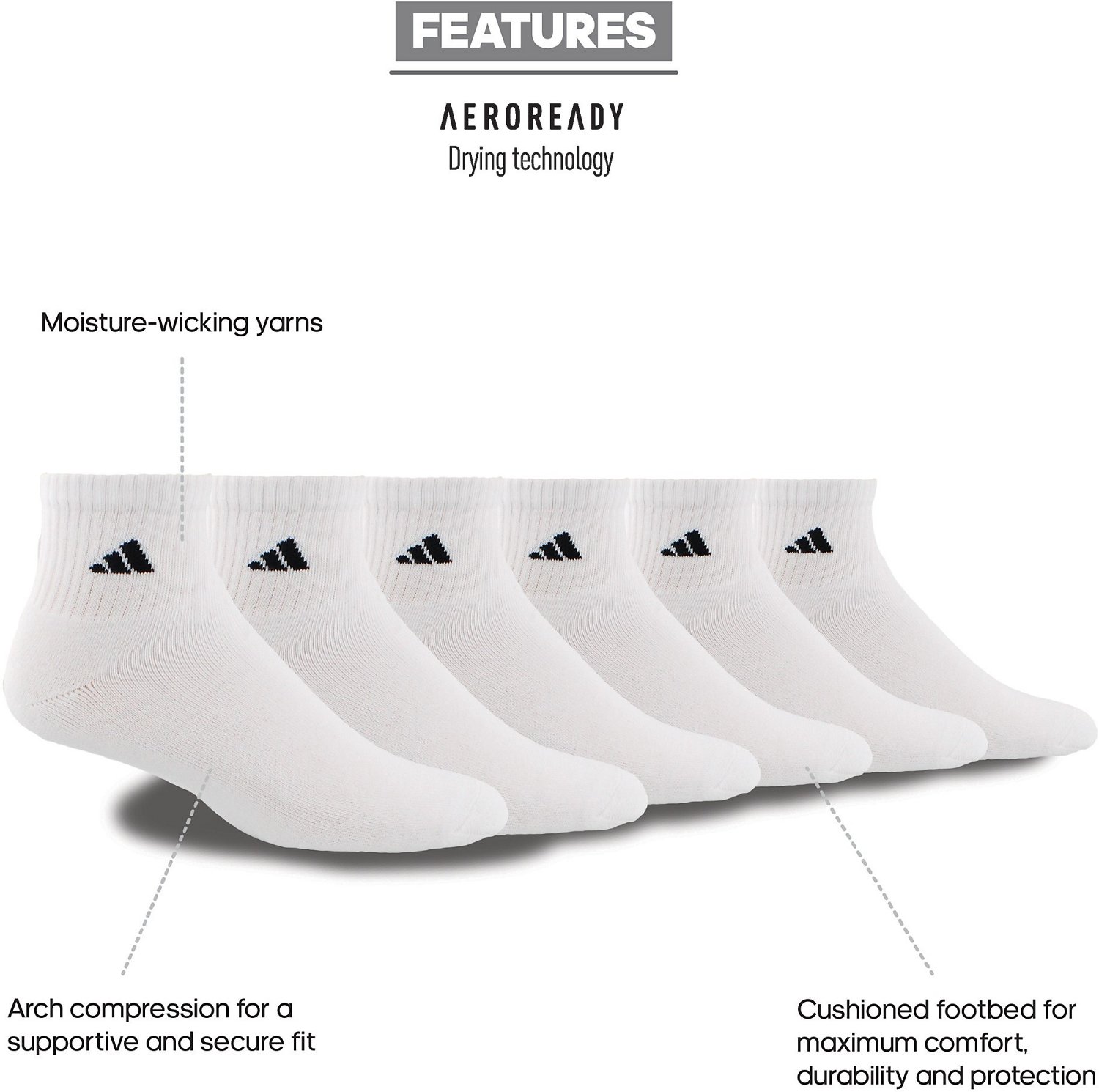 adidas Men's climalite Quarter Socks 6 Pack - view number 7