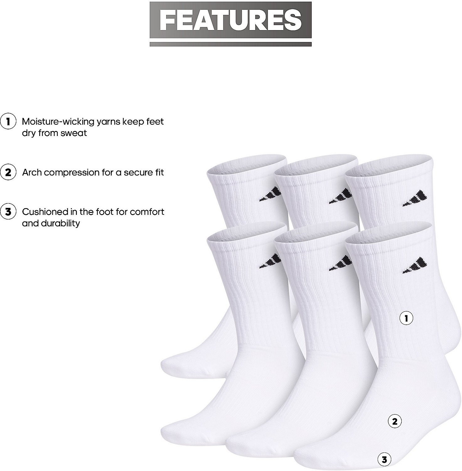 adidas Men's climalite Crew Socks 6 Pack - view number 7