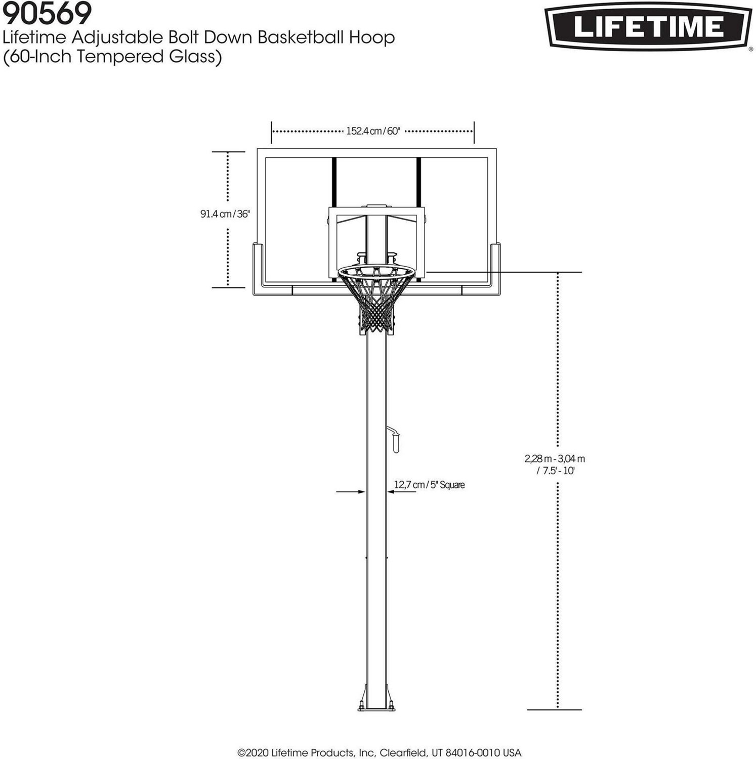 Lifetime 60 in Inground Tempered-Glass Basketball Hoop                                                                           - view number 7