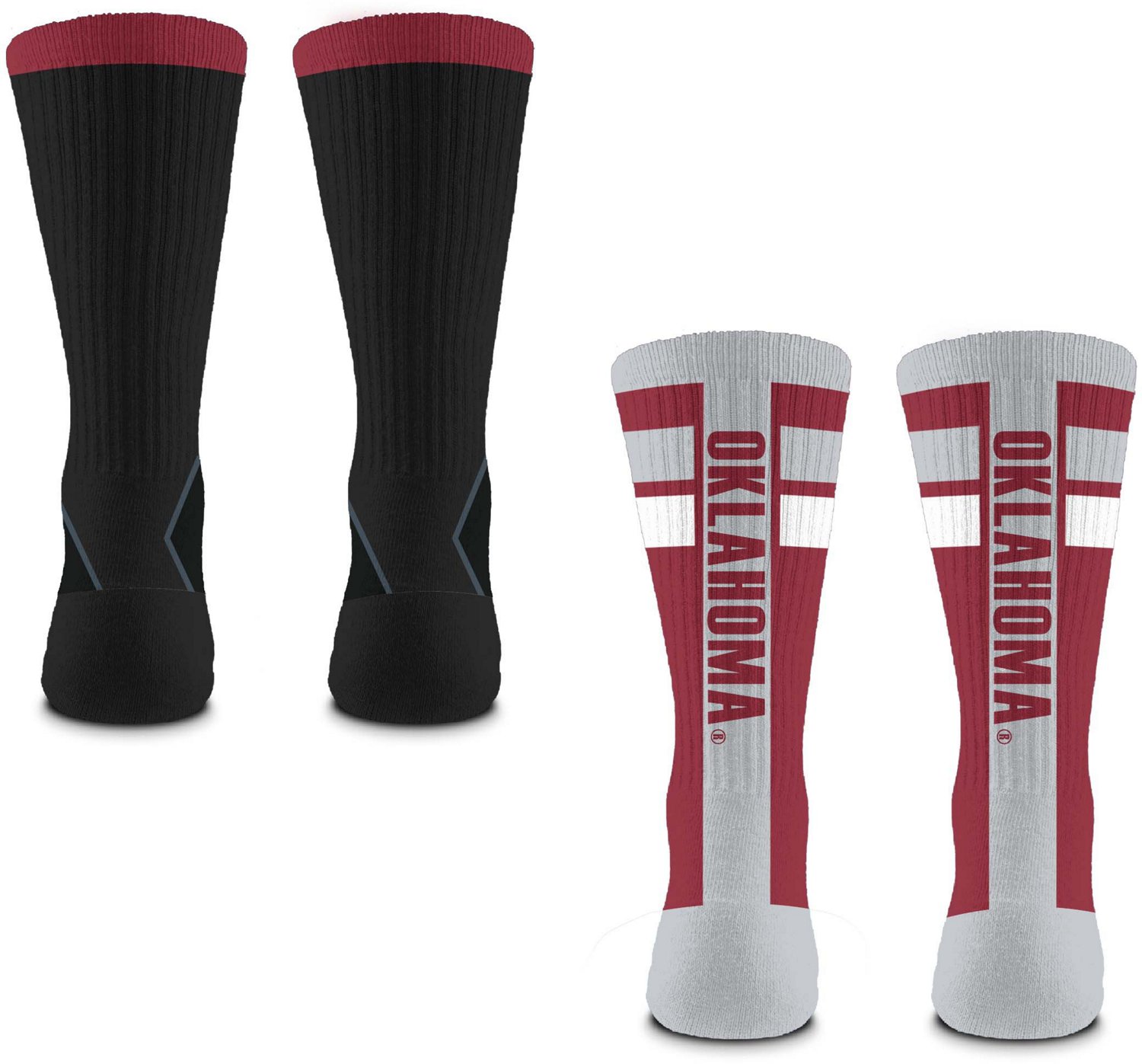 For Bare Feet University of Oklahoma Double Duo Crew Socks 2 Pack - view number 2