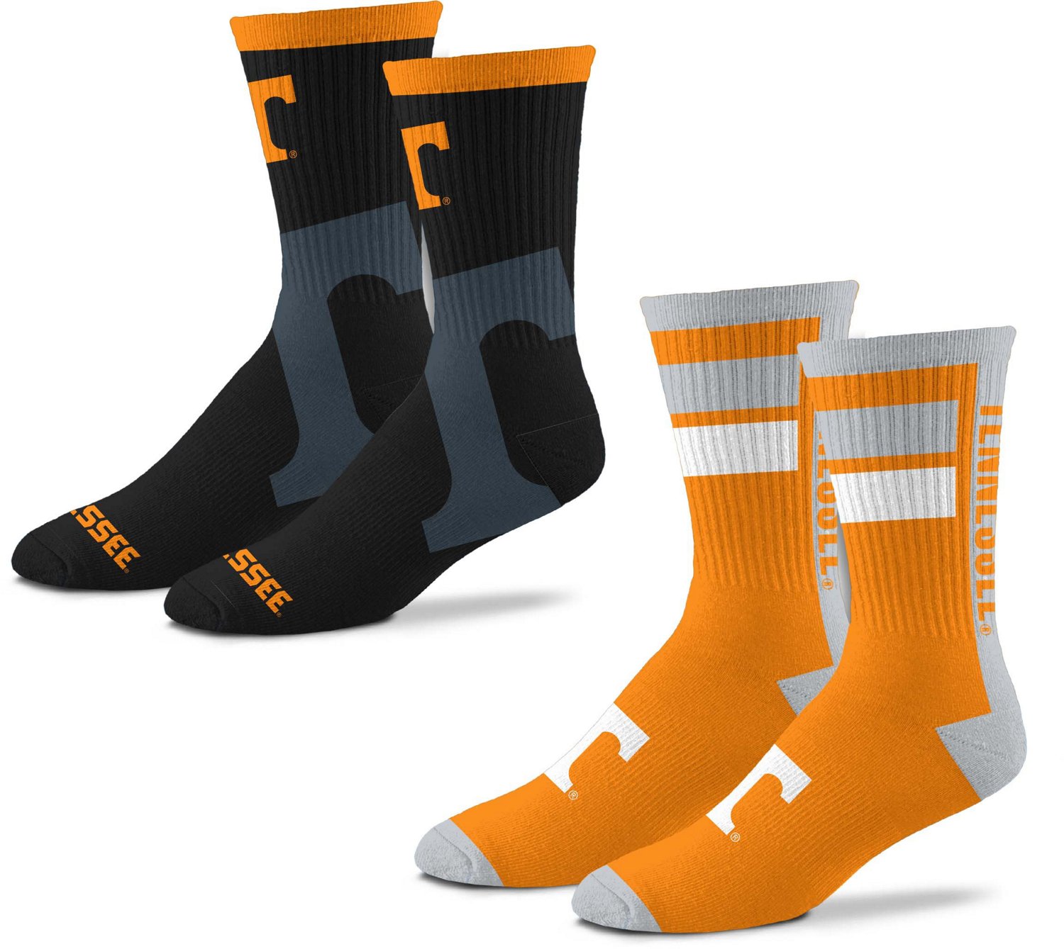 For Bare Feet University of Tennessee Double Duo Crew Socks 2 Pack