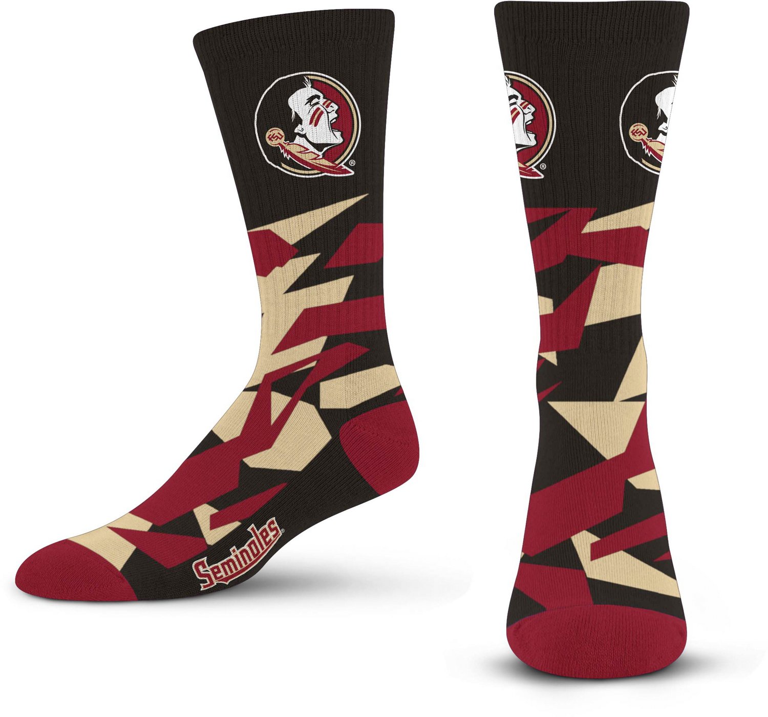For Bare Feet Florida State University Shattered Camo Crew Socks