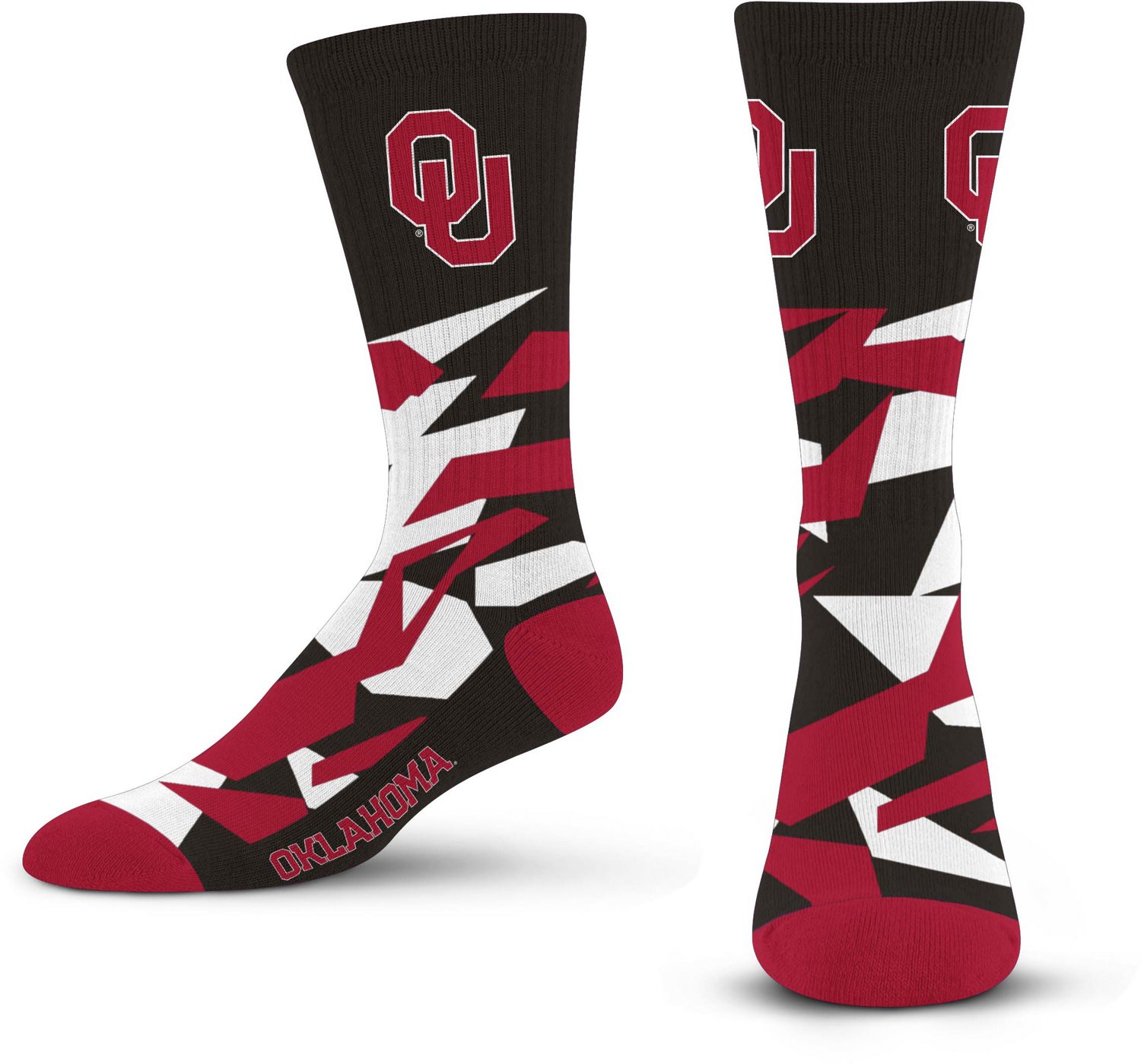For Bare Feet University of Oklahoma Shattered Camo Crew Socks