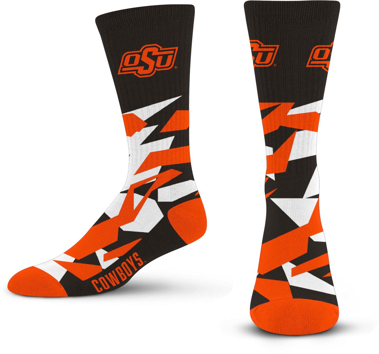 For Bare Feet Oklahoma State University Shattered Camo Crew Socks