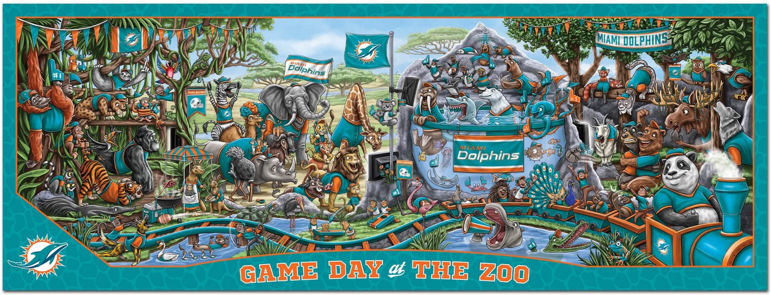 YouTheFan Miami Dolphins Game Day At The Zoo 500-Piece Puzzle  - view number 2