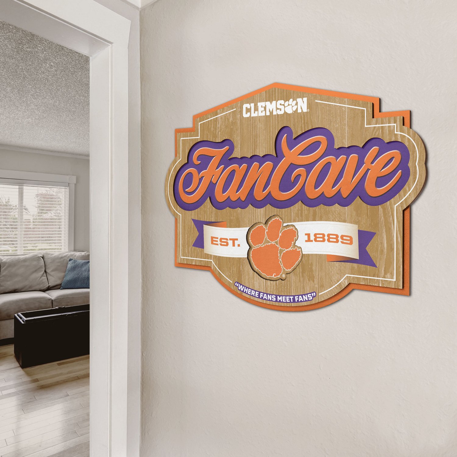 YouTheFan Clemson University Fan Cave Sign  - view number 5