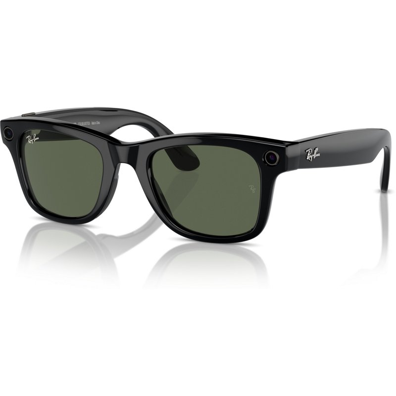 Ray-Ban Wayfarer Meta Medium Sunglasses Shiny Black/Green - Case Sunglasses at Academy Sports