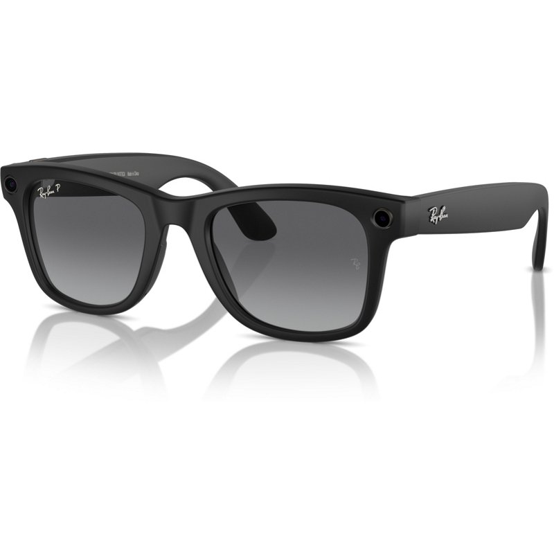 Ray-Ban Wayfarer Meta Wide Polarized Sunglasses Matte Black/Graphite - Case Sunglasses at Academy Sports