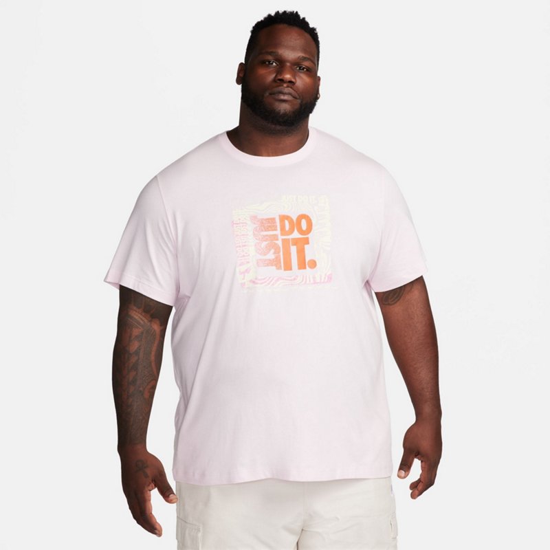 Nike Men's NSW Brandriff JDI Short Sleeve Shirt Pink Foam, Small - Men's Athletic Performance Tops at Academy Sports