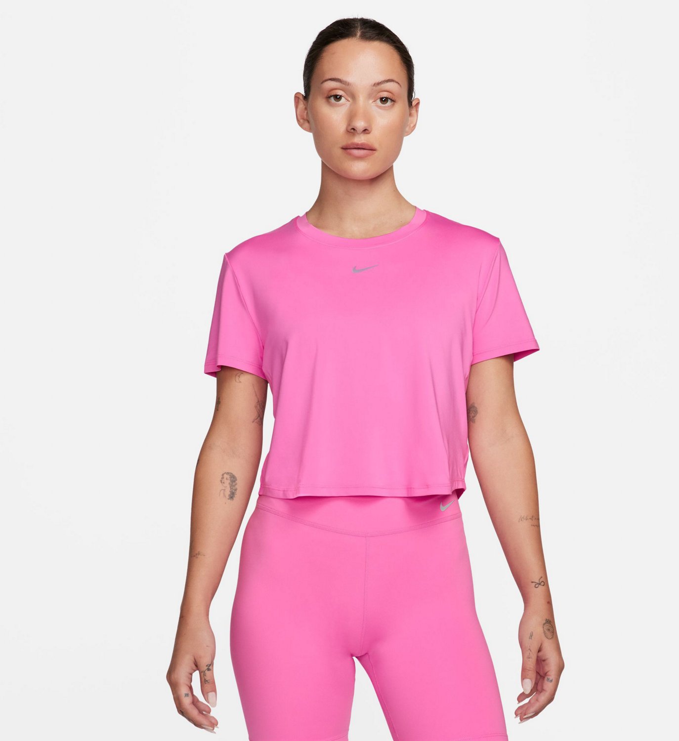 ★ Nike★ One-Piece Dry Fit Short Sleeve Crop Top W Mink Br Nike One Relaxed Dri-FIT Cropped Short-Sleeved Top - Women's
