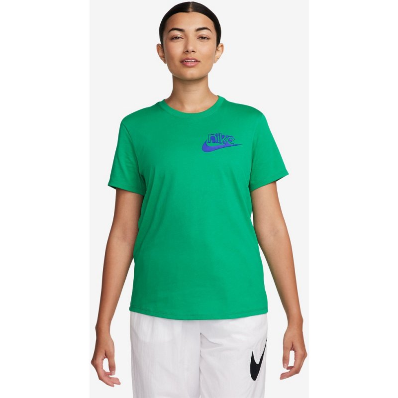 Nike Women's NSW Club LBR Short Sleeve Shirt Bright Green, Large - Women's Core/Basic Tops at Academy Sports