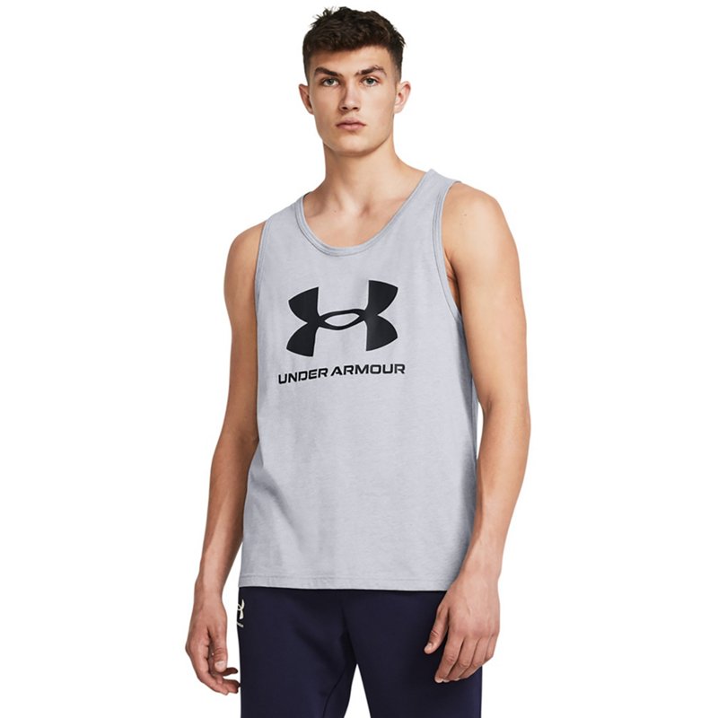 Men's Under Armour Sportstyle Logo Tank Top Color: Steel Light Heather Size: L