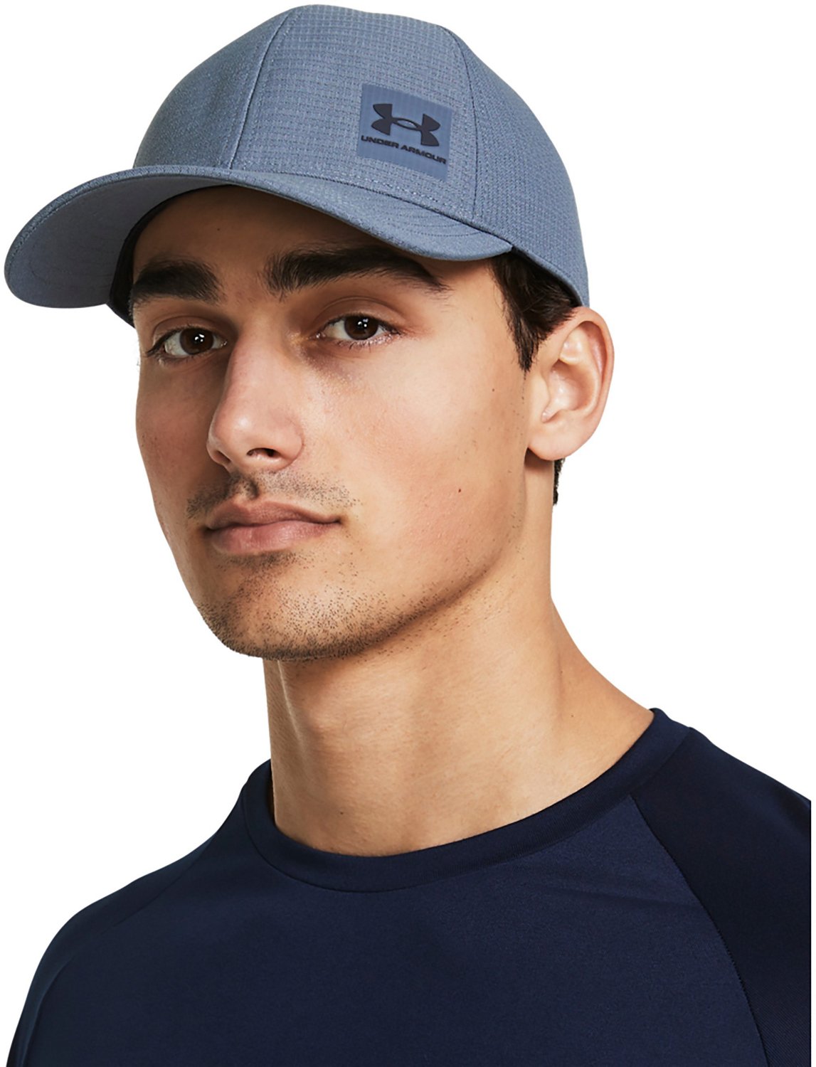 Under Armour Men's Iso-Chill Armourvent Fitted Baseball Cap , Academy Blue  (408)/Pitch Gray , Small/Medium