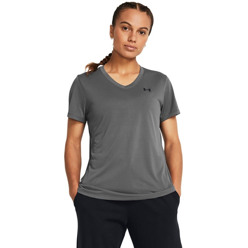 Under Armour UA Tech V-Neck Short-Sleeve Shirt for Ladies - Castlerock/Black