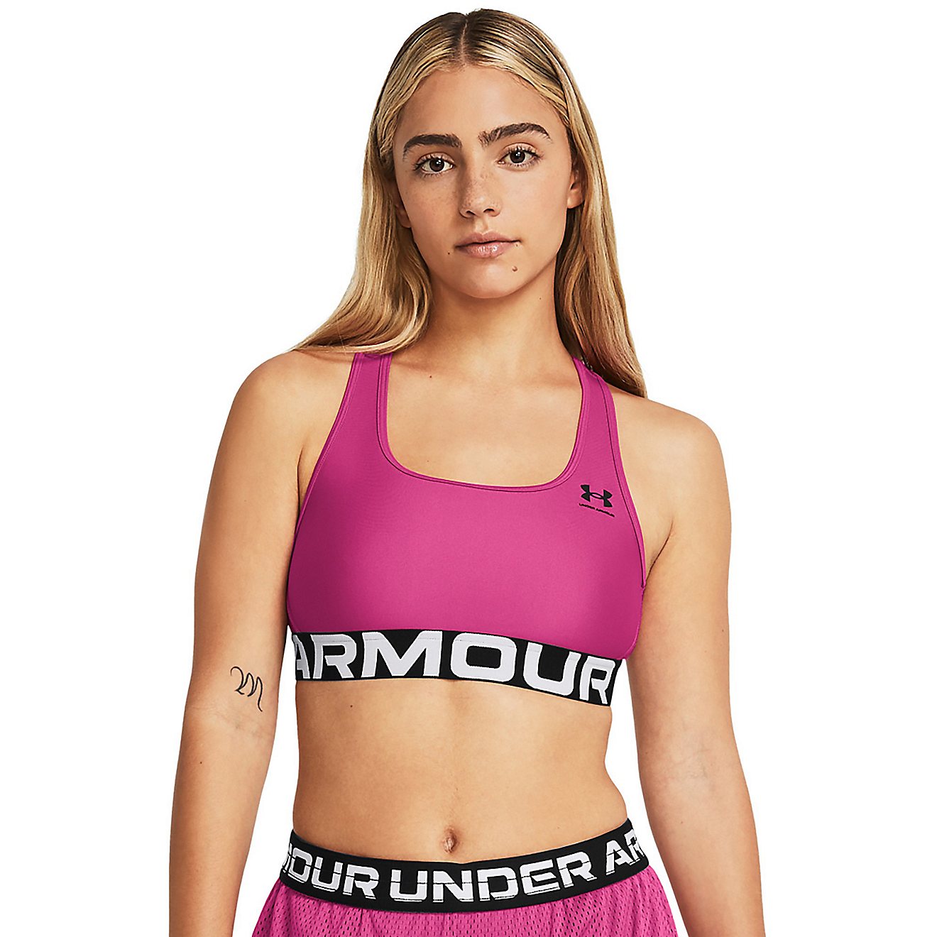 Under Armour Women's HeatGear Authentics Mid Branded Sports Bra                                                                  - view number 1