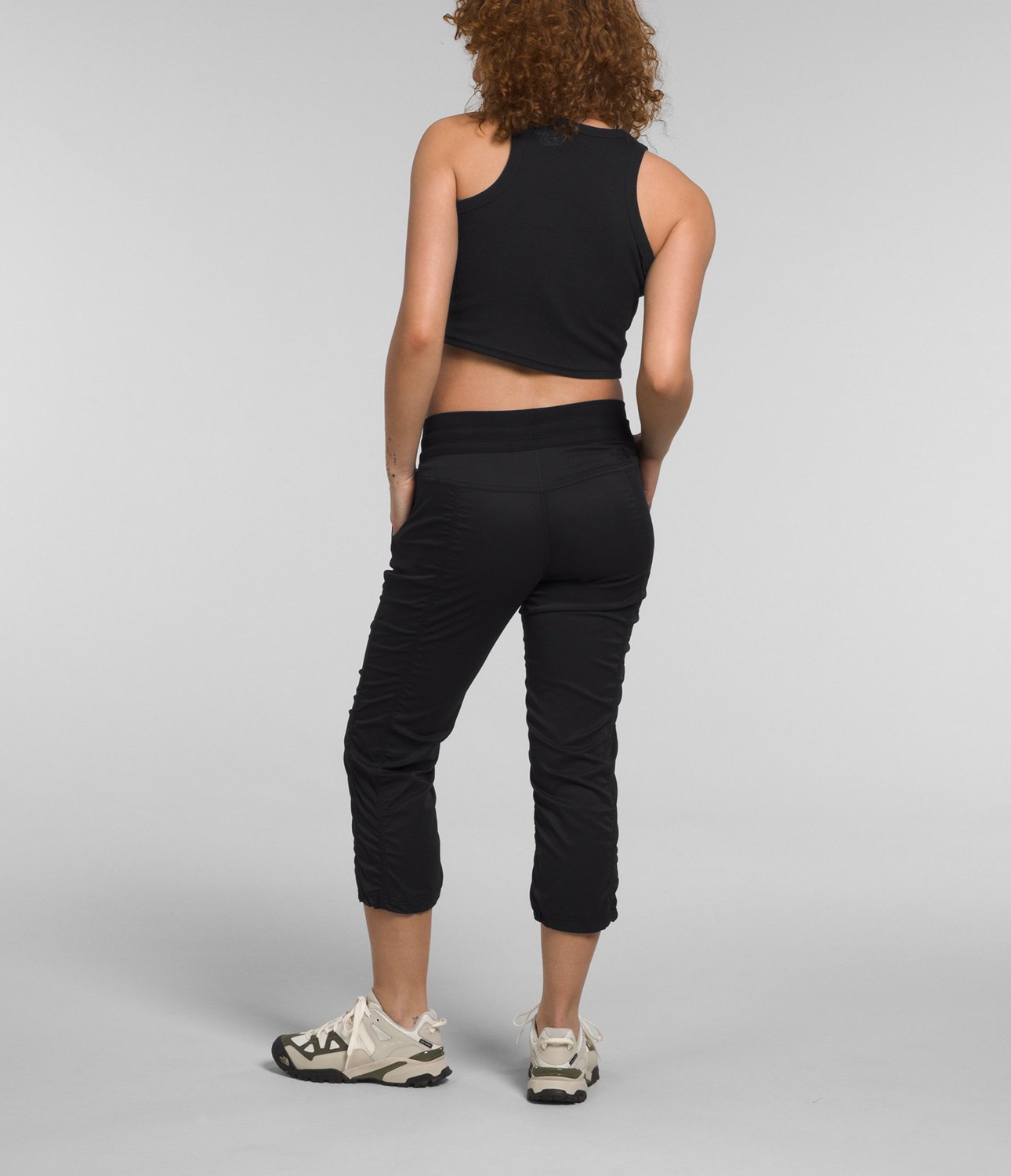 The North Face Womens Capri Pants Black High Rise Drawstring Pockets Stretch  S