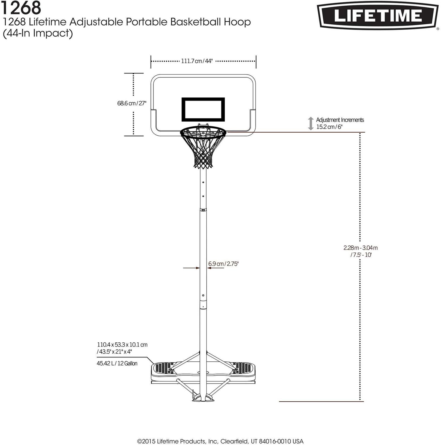 Lifetime Streamline 44 in Polyethylene Portable Basketball Hoop                                                                  - view number 5
