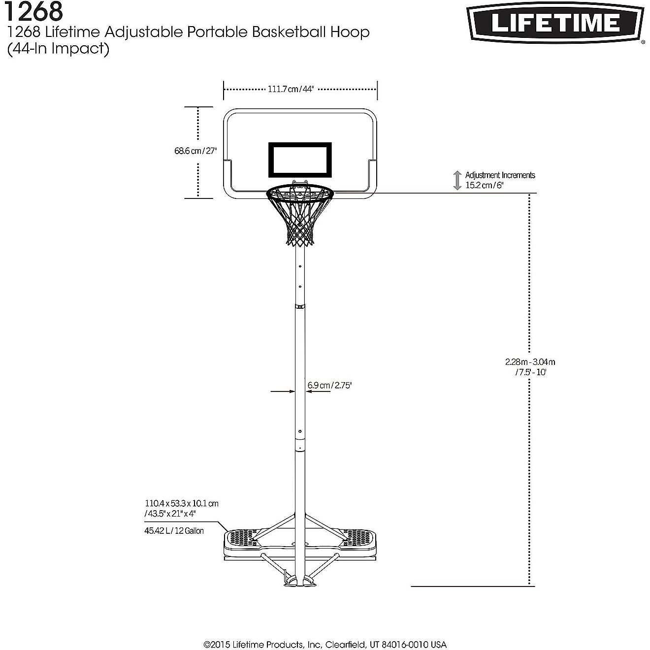 Lifetime Streamline 44" Polyethylene Portable Basketball Hoop                                                                    - view number 8