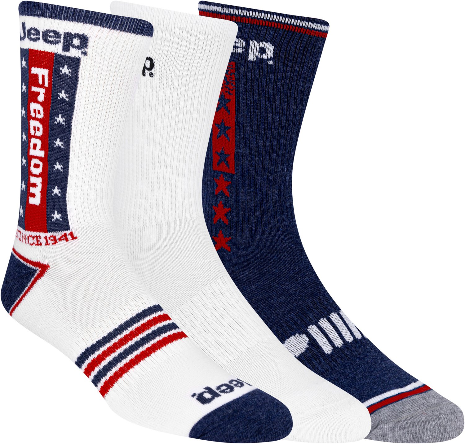 Jeep Women's Americana Collection Stellar Freedom Crew Sock 3 Pack