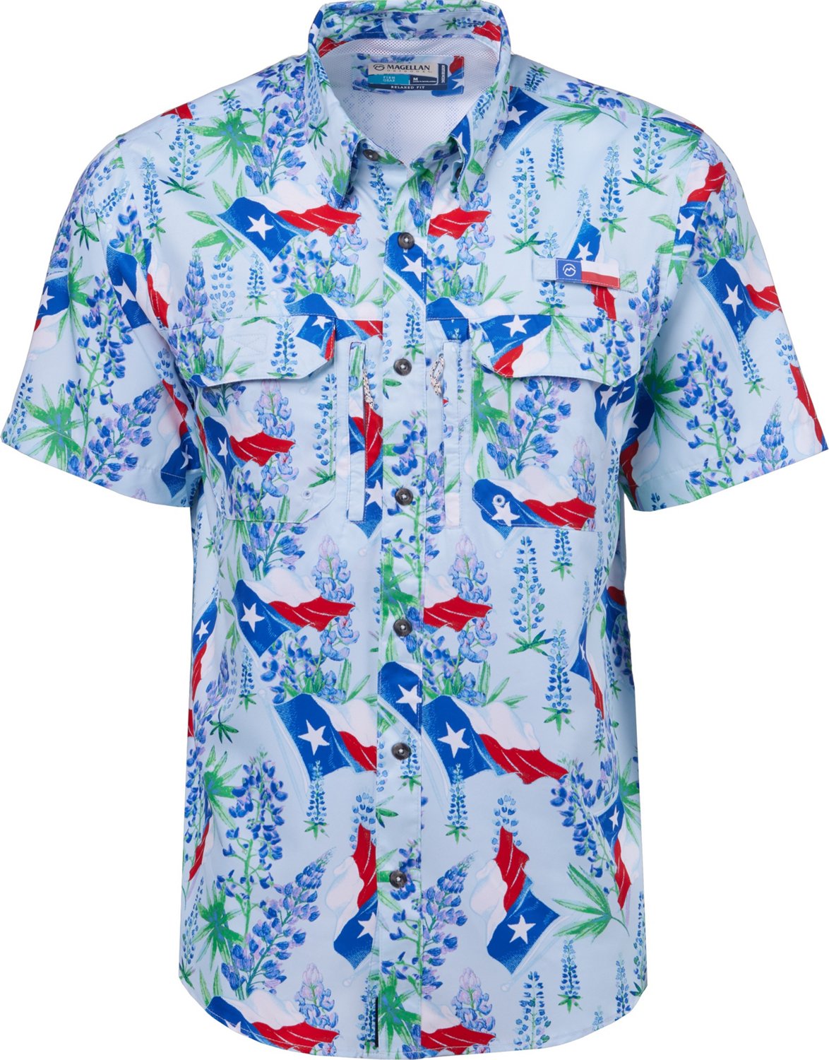 Chemise De Pêche Magellan, Coupe Boyfriend, Motif Batik, Bleue, Taille XL