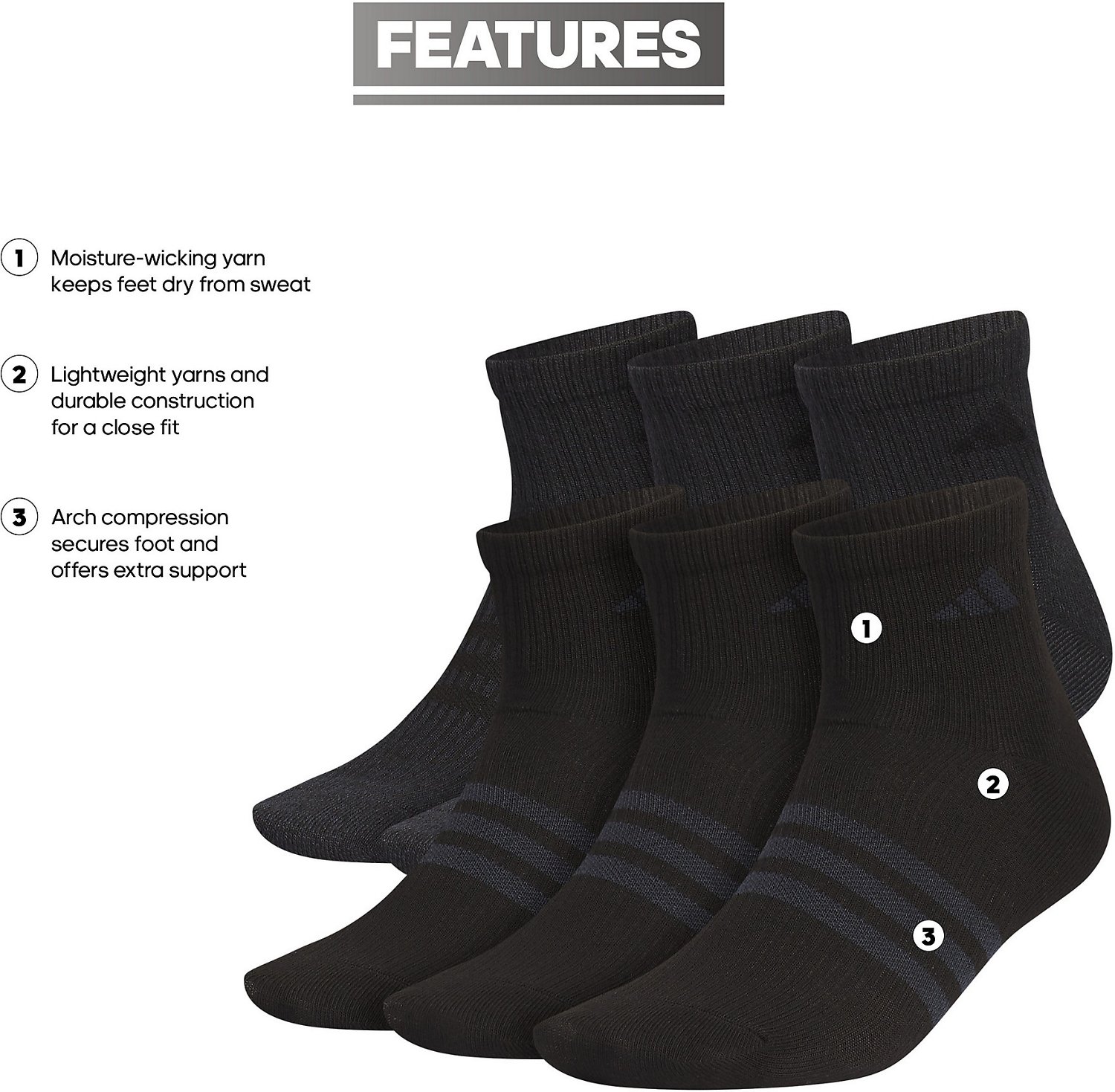 adidas Men's Superlite 3.0 Athletic Quarter Socks