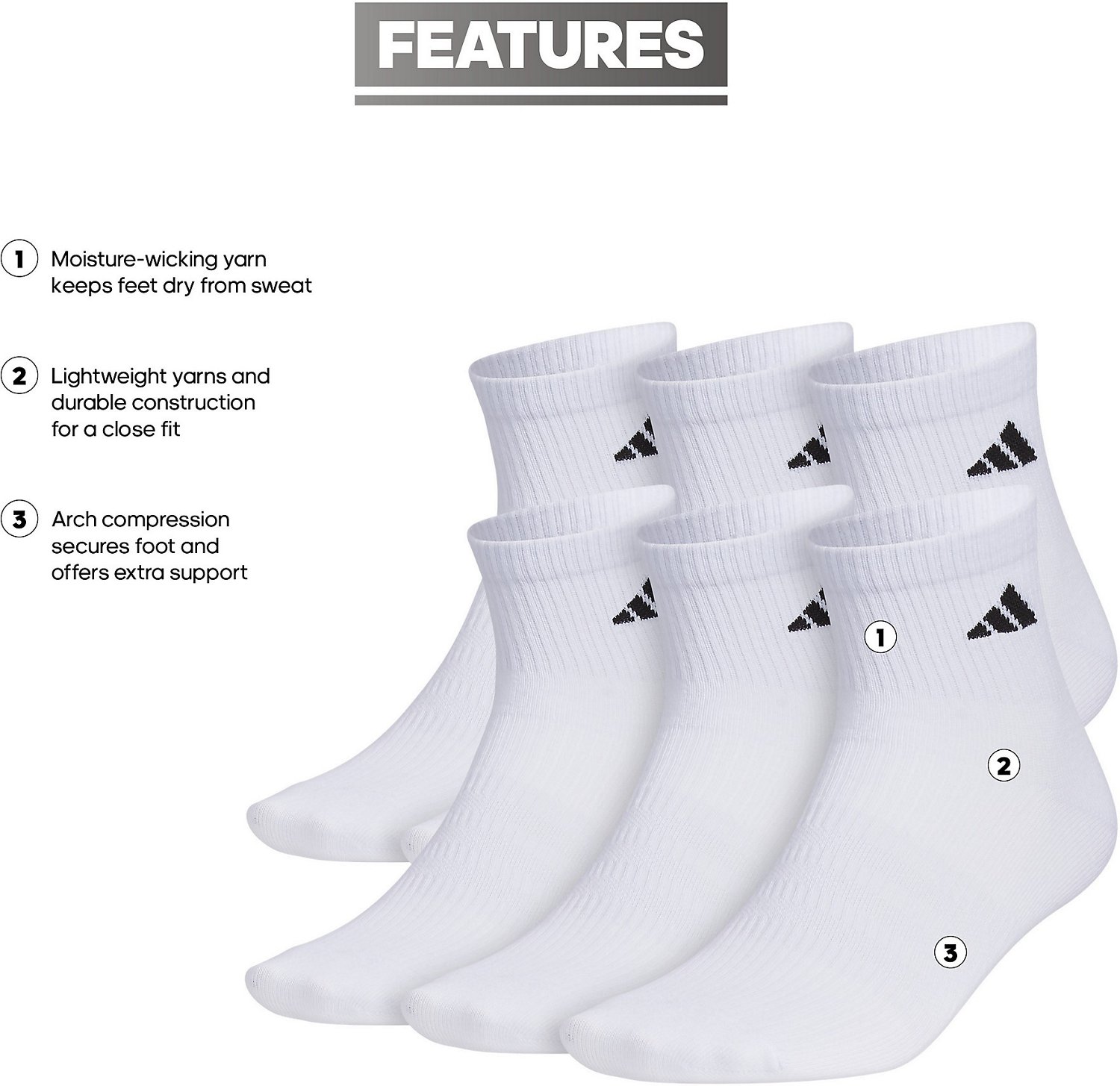 adidas Men's Superlite 3.0 Athletic Quarter Socks